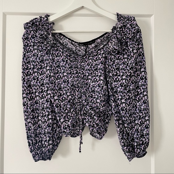 Zara Floral Print Ruffle Blouse - Picture 2 of 4